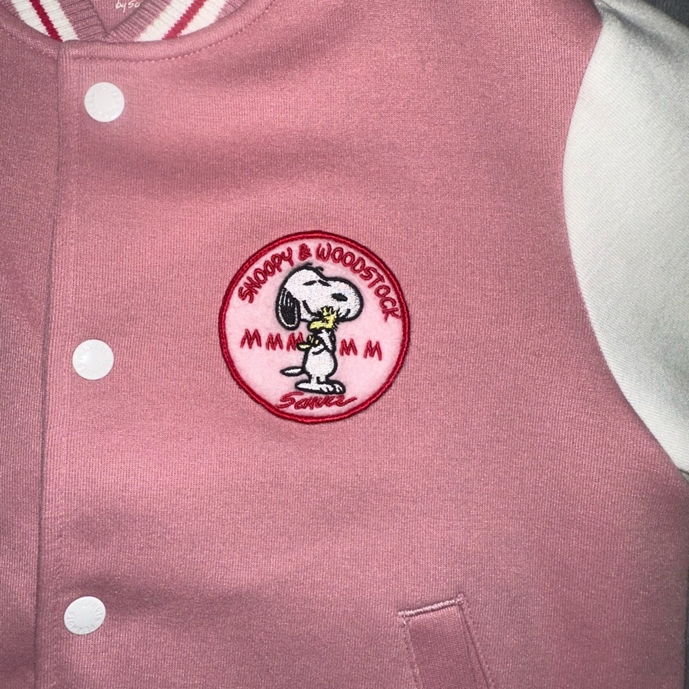 Pink Snoopy Varsity Jacket (7-8)